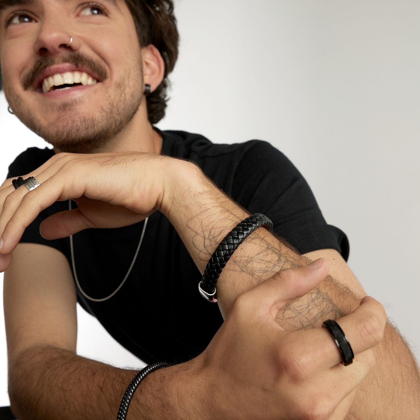 Goia PULSERA Pulsera unisex Tejido Acero Titanio - Negra