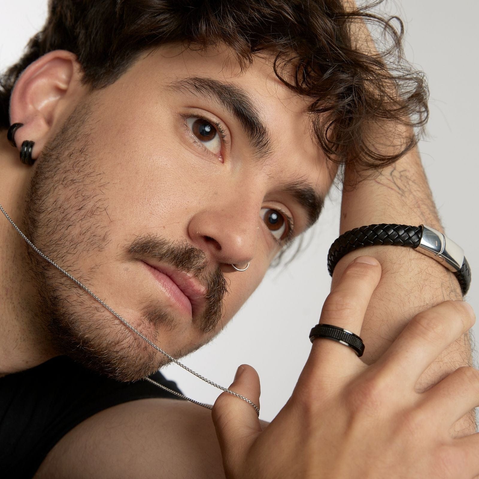 Goia PULSERA Pulsera unisex Tejido Acero Titanio - Negra