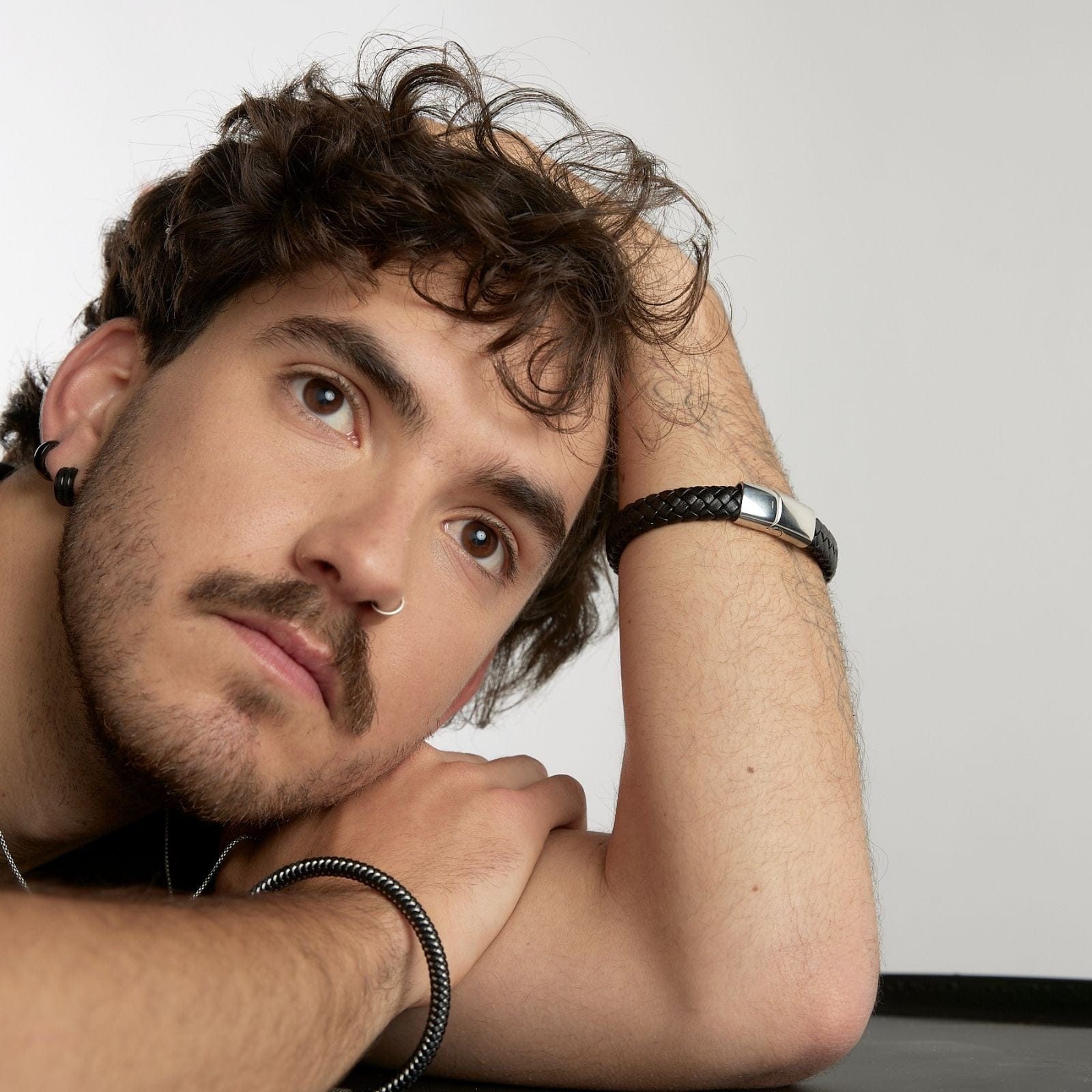 Goia PULSERA Pulsera unisex Tejido Acero Titanio - Negra