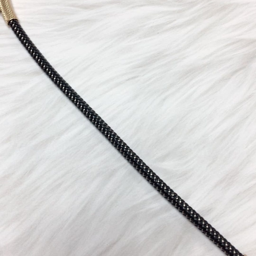 Goia PULSERA Pulsera unisex Trenza Redonda - Cuero Sintético - Acero Inoxidable - Gold